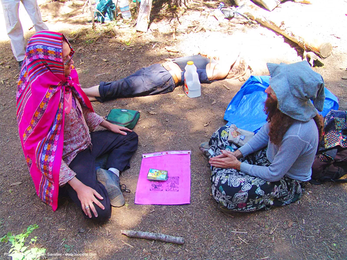 Meditating Rainbow Gathering Hippie