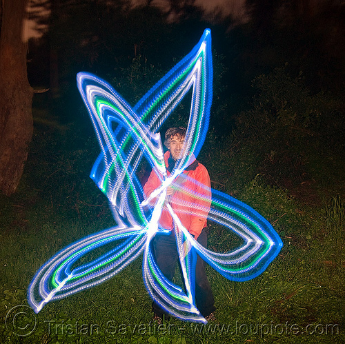 light painting me drawing a star with LED lights flow lights flow