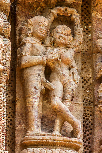 ancient hindu erotic sculpture - konark sun temple (india), erotic sculptures, erotic stone carving, hindu temple, hinduism, konark sun temple, maithuna
