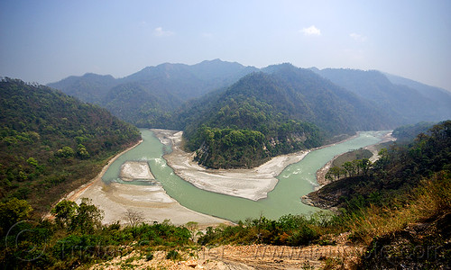 bend of the teesta river - west bengal (india), bend, forest, hills, landscape, panorama, river bed, teesta river, tista, valley, west bengal