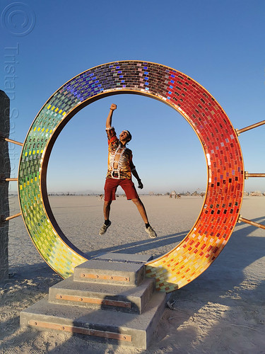 burning man - portal - art installation by david oliver and the art city monsters, art city monsters, art installation, circle, david oliver, jumpshot, man, portal, ring, sculpture