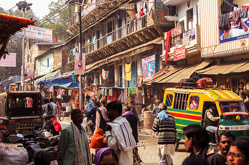 busy market street - daraganj (india), auto rickshaw, crowd, daraganj, hindu pilgrimage, hinduism, kumbh mela, shops, walking