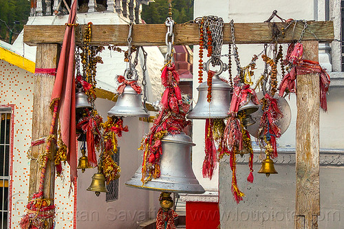gangotri temple bells (india), bells, bhagirathi valley, gangotri, hanging, hindu pilgrimage, hindu temple, hinduism
