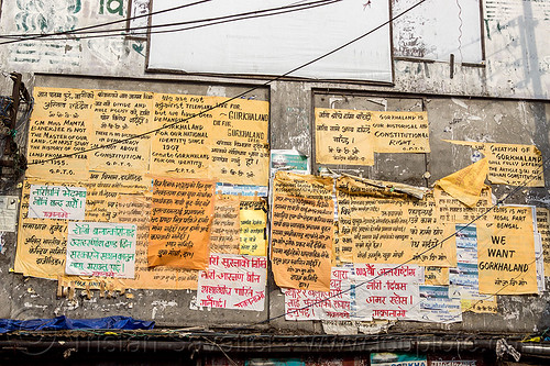 gorkhaland political propaganda posters on wall - darjeeling (india), darjeeling, gorkhaland, posters