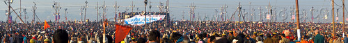 huge crowd of hindu devotees gather at the kumbh mela (india), crowd, hindu pilgrimage, hinduism, kumbh maha snan, kumbh mela, mauni amavasya, panorama, triveni sangam