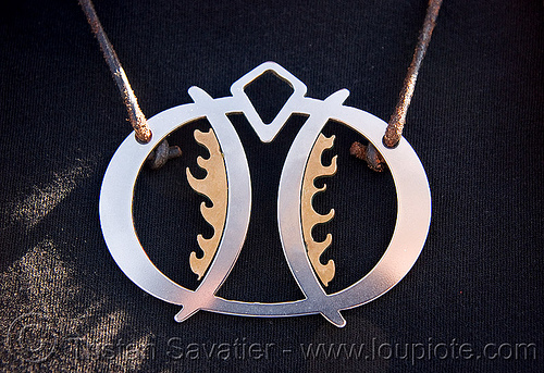 necklace - burning man, brass, burning man logo, jewelry, necklace, steel