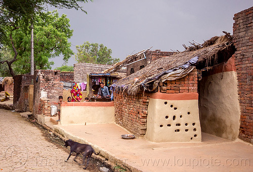 small structure of brick and adobe (india), adobe floor, earthen floor, house, khoaja phool, village, खोअजा फूल