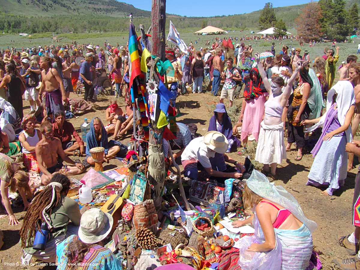 altar rainbow gathering hippie 