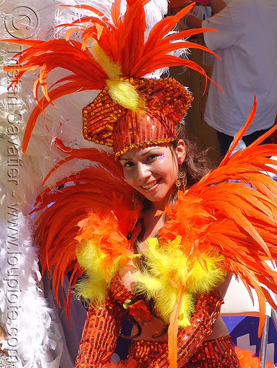carnival brazil feathers costume orange samba costumes brazilian traditional feather headdress carnaval brazillian loupiote carnivals san woman hat salsa francisco