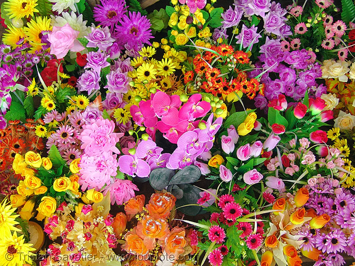 colorful fake flowers