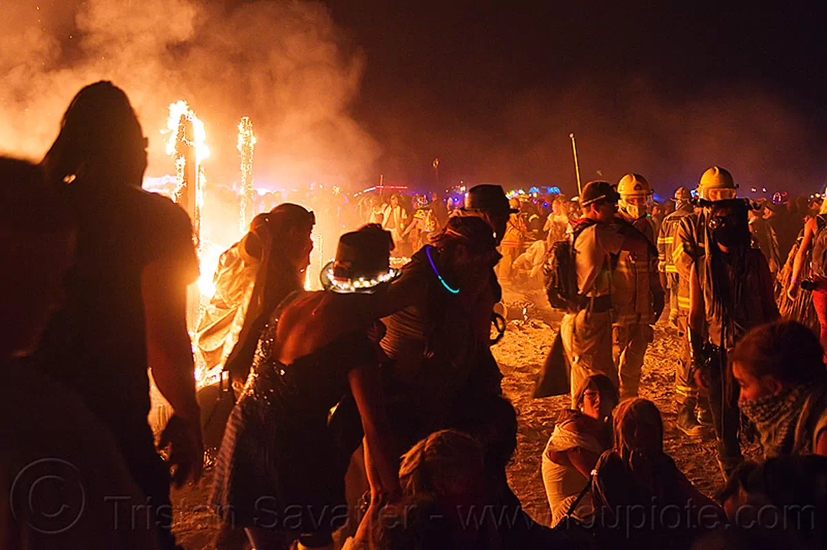 dancing around the fire, burning man 2012