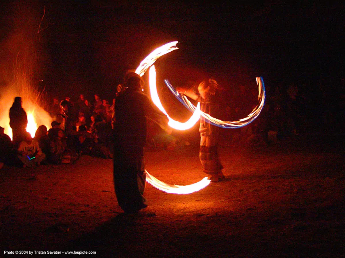 Fire-dancer, Rainbow Gathering, Hippie