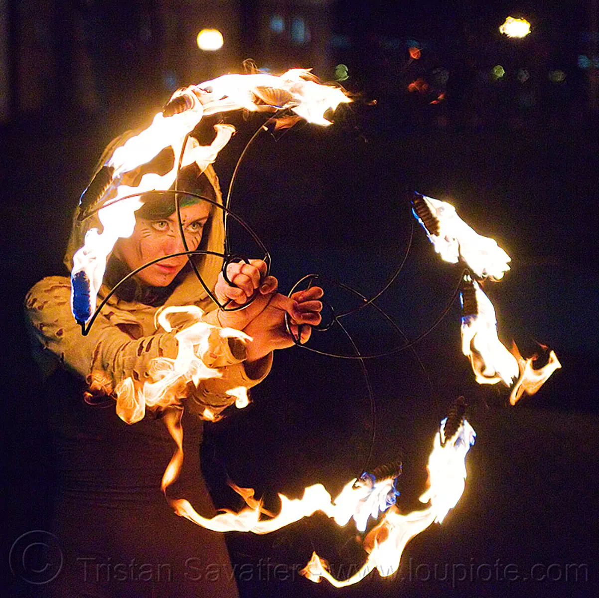 grace spinning fire fans