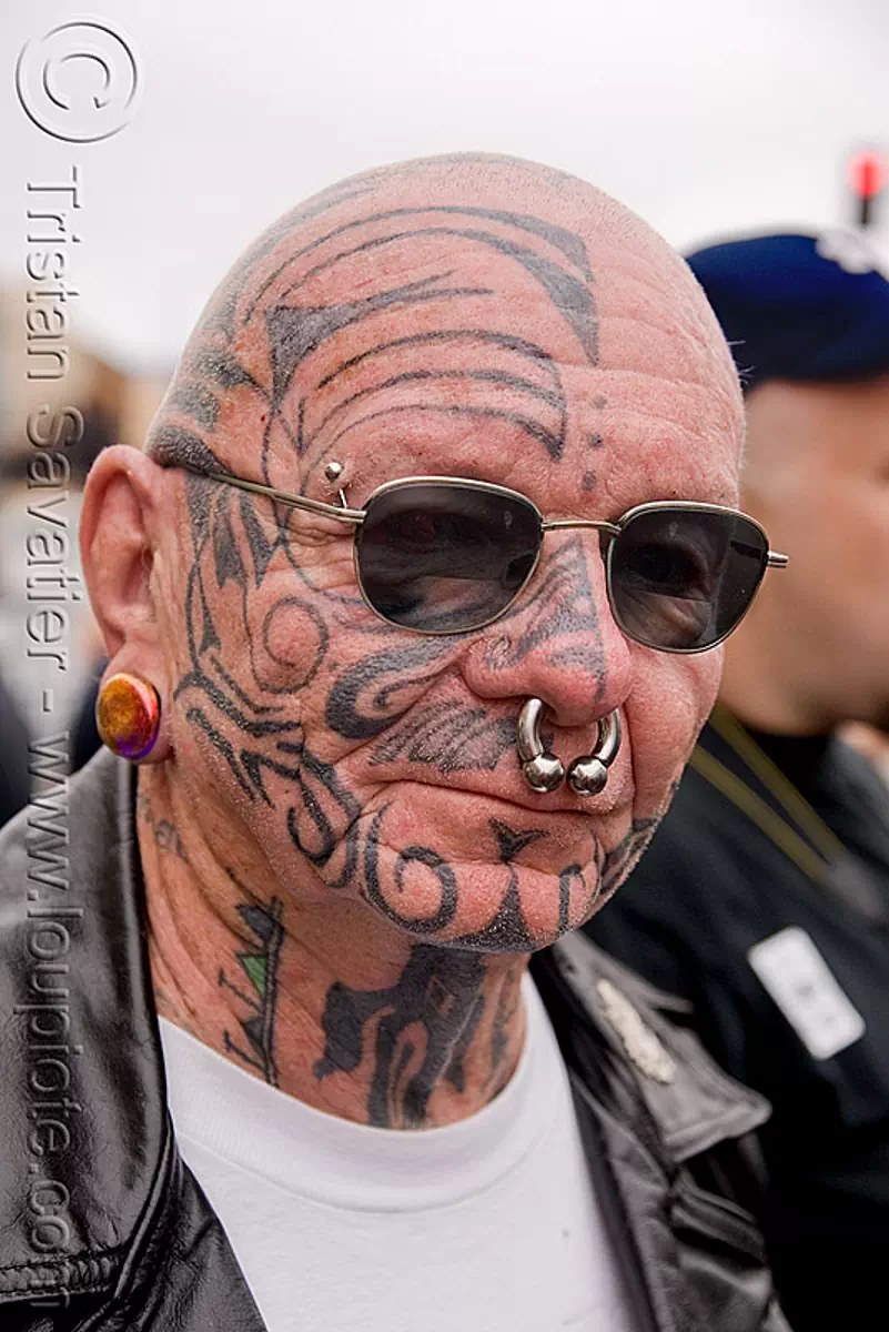 man with full face tattoo, up your alley fair, san francisco