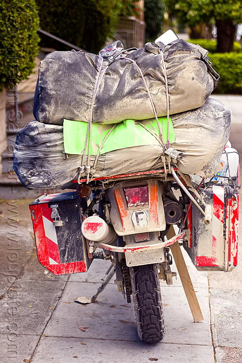 motorcycle with luggage, KLR 650