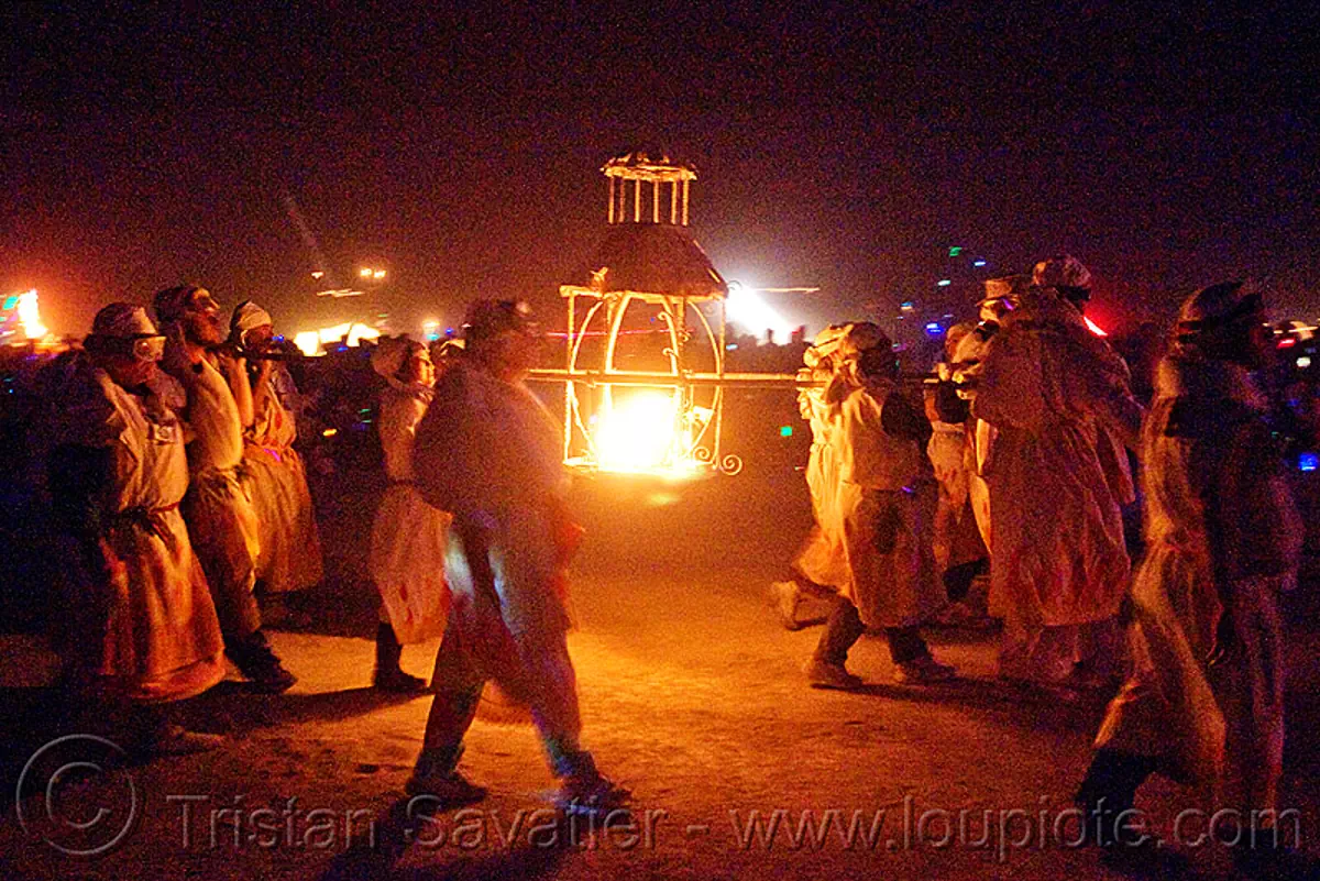 Procession Ceremonial Flame Burning Man 2009 4997