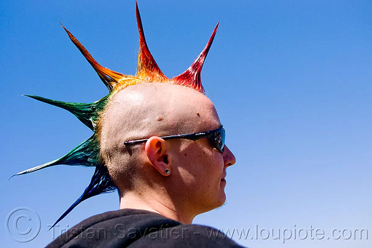 rainbow spiky mohawk hair | Stock Photo #4741148217