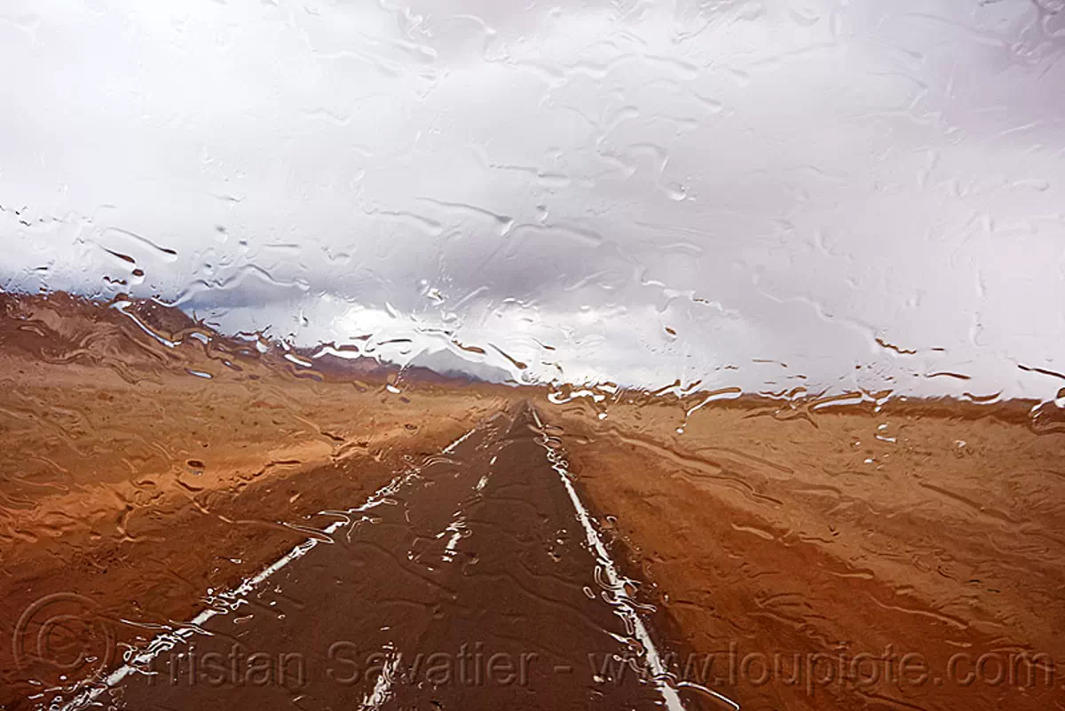 rainy weather on desert road