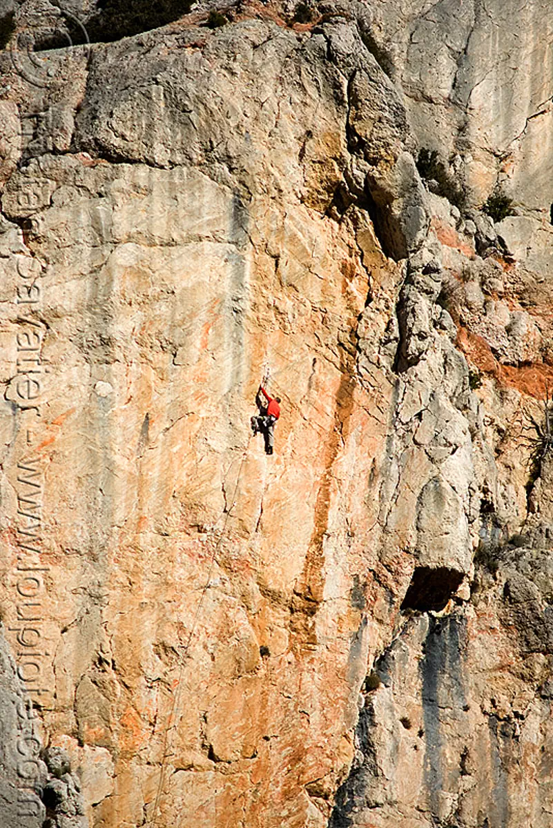 rock climber on vertical cliff, montagne sainte victoire, france