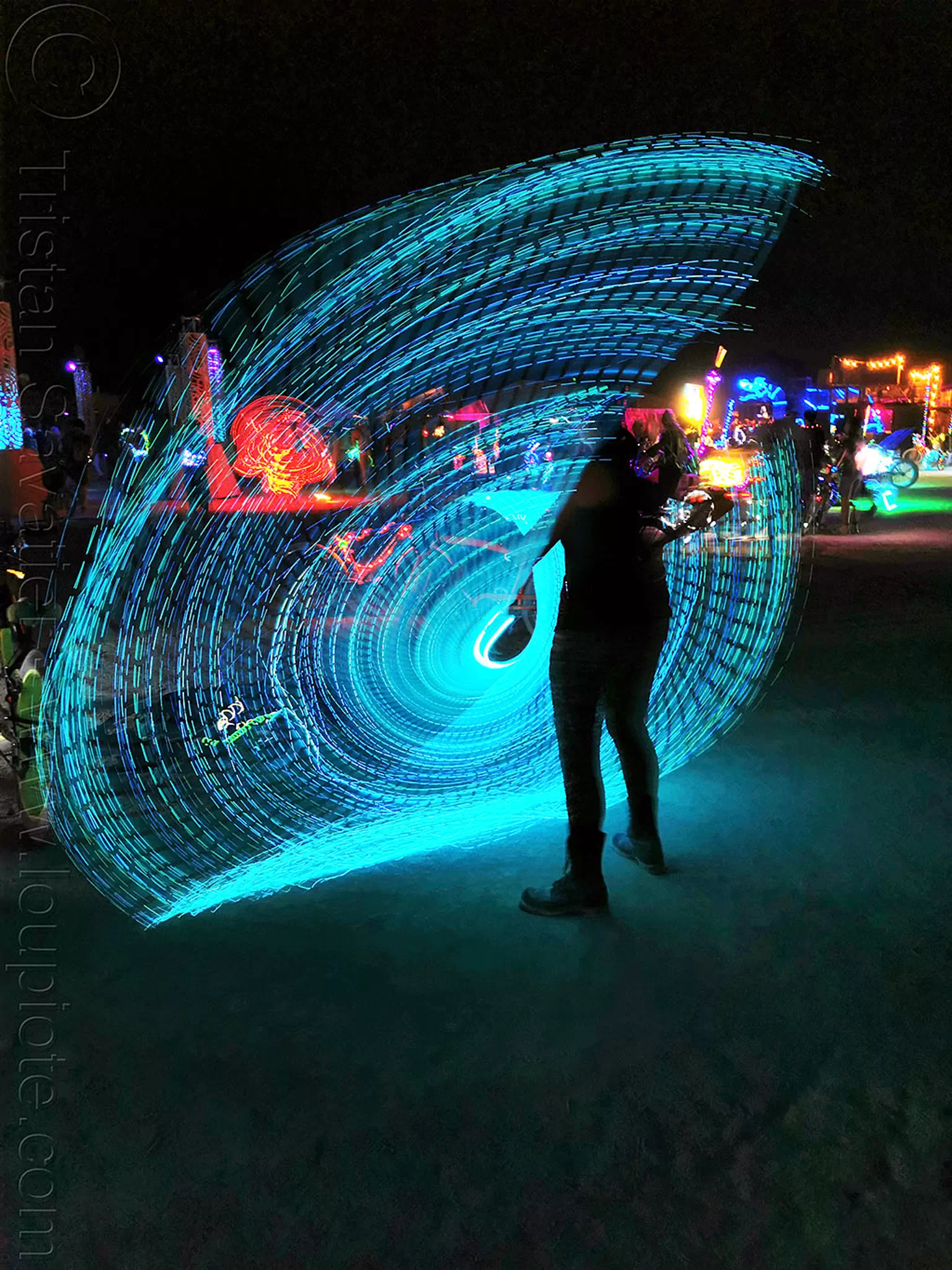 Spinning A Light Wire Burning Man 2019