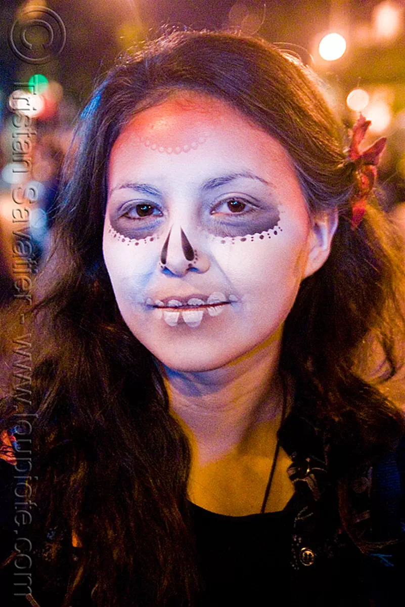 stencil airbrush skull makeup, girl, dia de los muertos, halloween, san ...