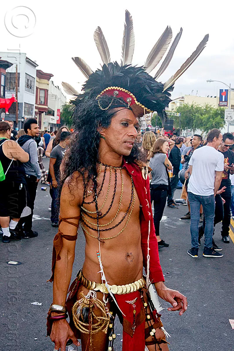 tribal native american costume, folsom street fair, san francisco