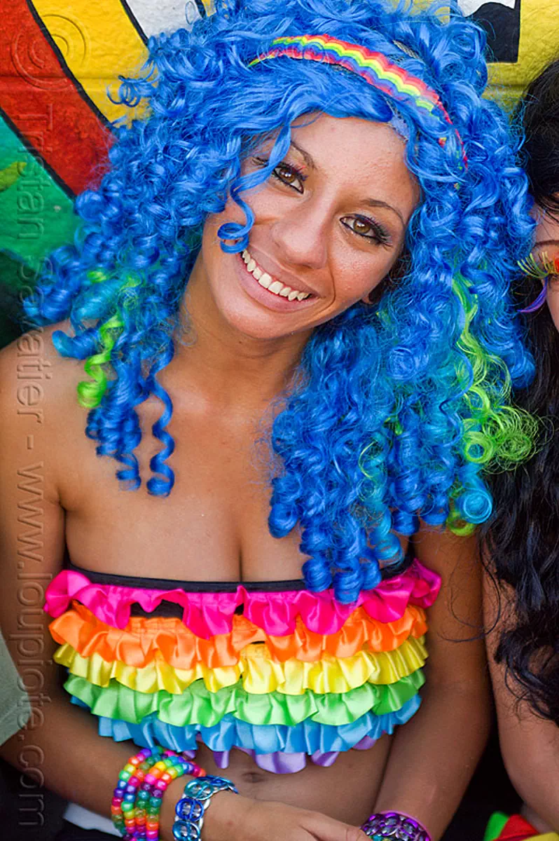 Blue Wig - Rainbow Bra