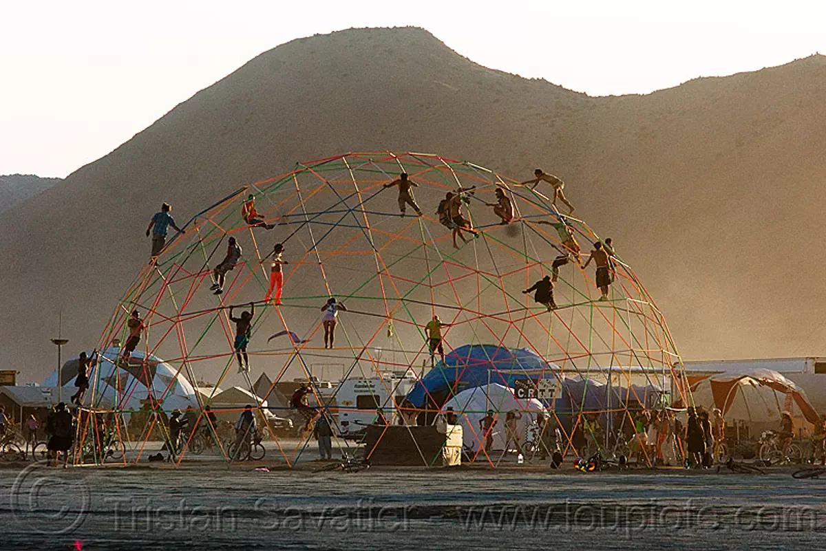 Burning Man - Darwin Dome at Sunset - Geodesic Dome