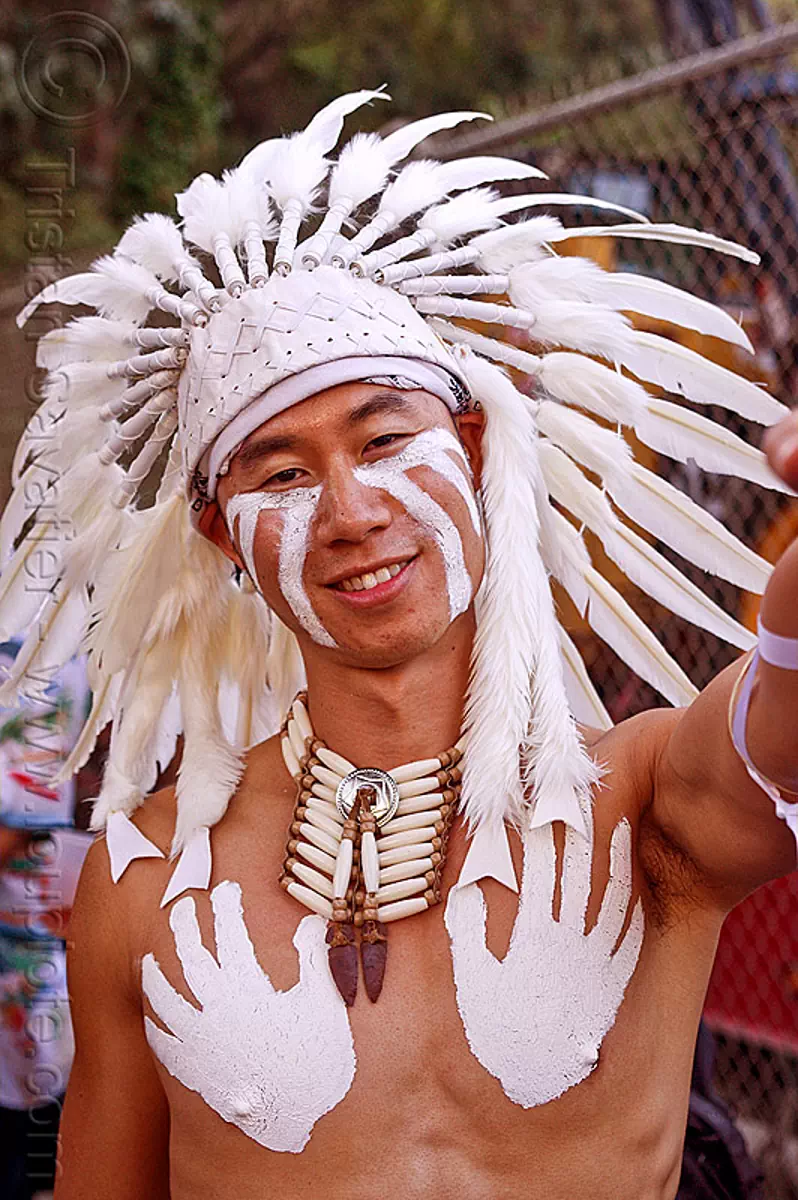 Native American White Feather Headdress
