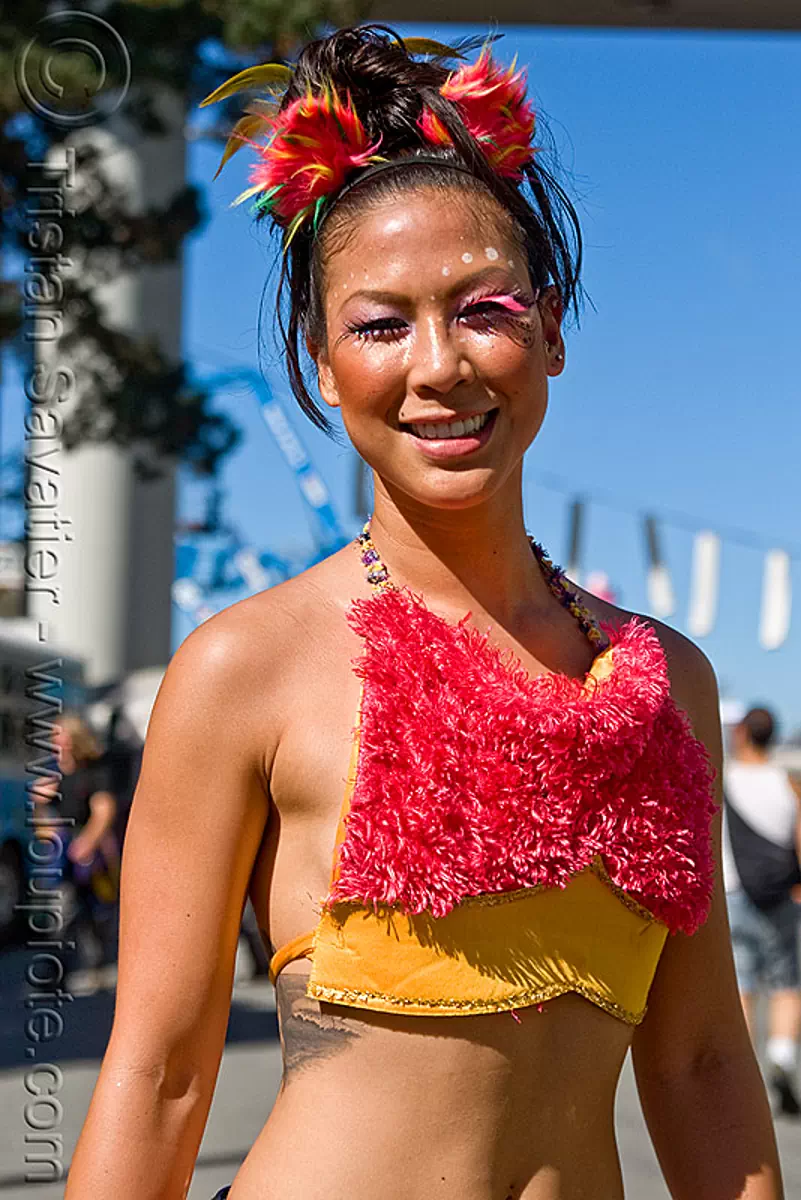 Young Asian Woman with Fuzzy Costume