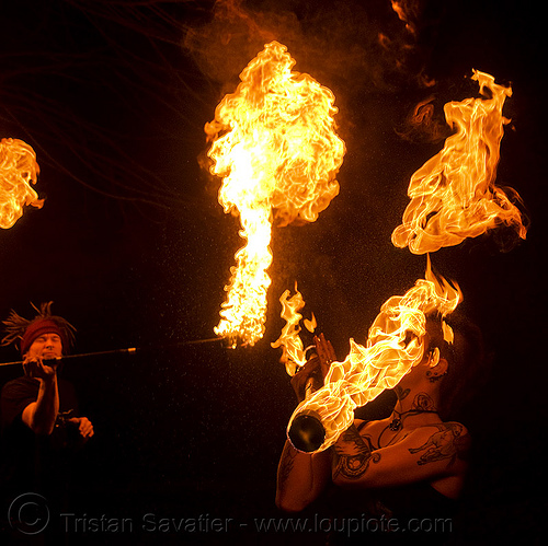 fire dancers and flow artists