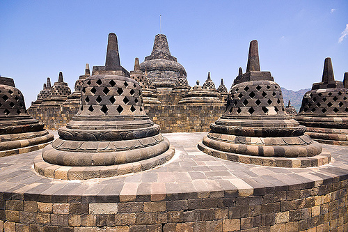 borobudur - stupas on top of temple (java), archaeology, borobudur, buddhism, buddhist temple, monument, stupas