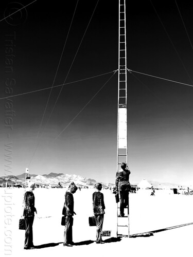 burning man - climbing the corporate ladder, art installation, the corporate ladder