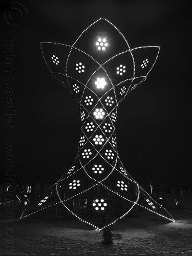 burning man - ilumina tree, art installation, burning man at night, glowing