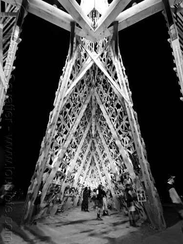 burning man - inside empyrean temple at night, burning man at night