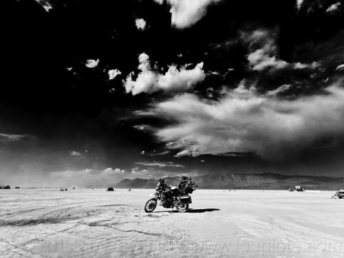 burning man - my klr 650 motorcycle on the playa, klr 650, luggage, motorcycle, overloaded, packed