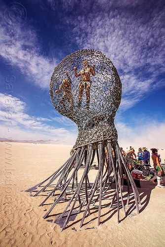 burning man - oid - giant squid climbable sculpture, art installation, giant squid, michael christian, oid, squid sculpture