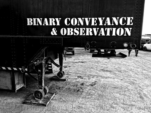 burning man - pathogen trackers camp - binary conveyance & observation, pathogen trackers camp, semi trailer, truck trailer