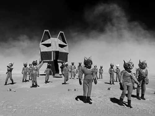 burning man - spacecats final landing, art installation, ayda keshtkar, cats, lander, lem, spacecat temple, spacecats