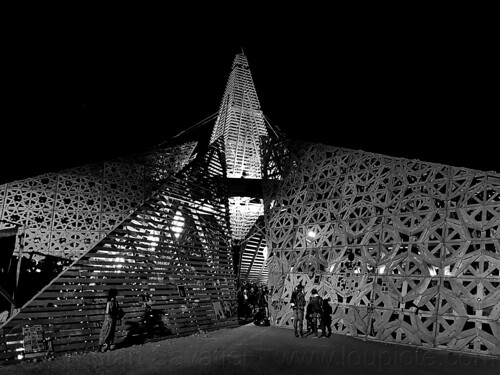 burning man - the empyrean temple, burning man at night, burning man temple, empyrean temple, glowing