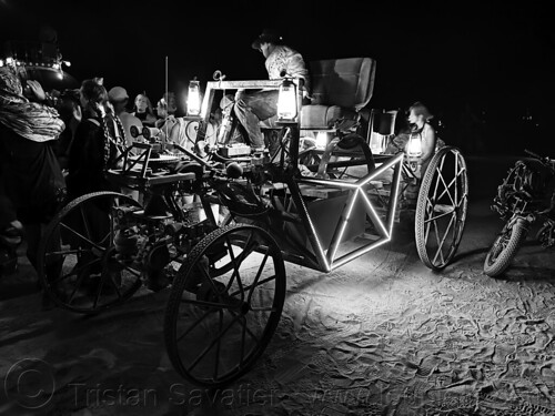 burning man - unidentified art car, burning man at night, mutant vehicles, unidentified art car