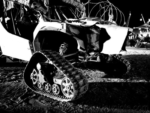 burning man - unidentified tracked atv art car - details, atv, burning man art cars, burning man at night, mutant vehicles, unidentified art car