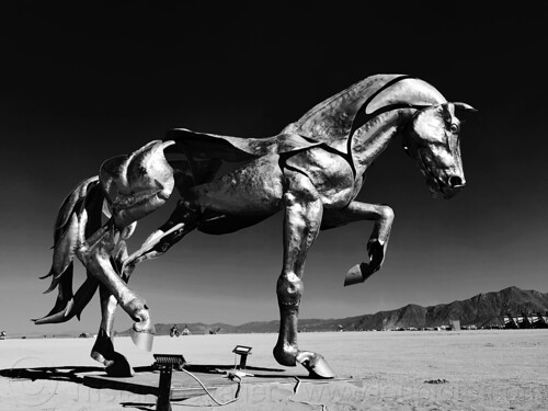 burning man - wild horse sculpture, art installation, sculpture, wild horse