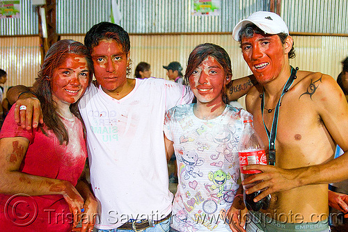 carnaval - carnival in jujuy capital (argentina), andean carnival, argentina, carnaval de la quebrada, face painting, facepaint, friends, jujuy capital, man, noroeste argentino, red paint, san salvador de jujuy, women