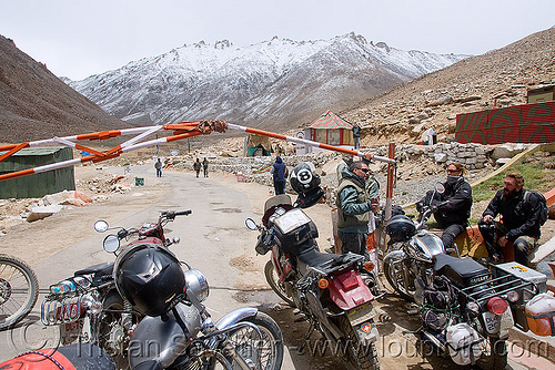 check-point - khardungla pass - ladakh (india), check-point, fence, khardung la pass, ladakh, motorcycle touring, mountain pass, mountains, road, royal enfield bullet