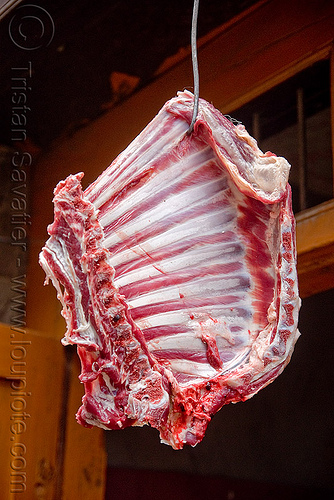 goat meat - ribs, chevon, goat meat, meat market, meat shop, mutton, raw meat, rib cage, ribs, लेह