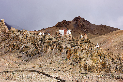 gompa (monastery) near upshi - manali to leh road (india), gompa, ladakh, landscape, leh valley, mountains, tibetan monastery, upshi