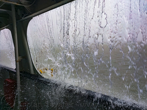 heavy rain falling on the ferry, ferry, ferryboat, rain, ship