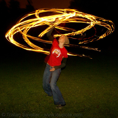 kara spinning fire hula hoop (san francisco), fire dancer, fire dancing, fire hula hoop, fire performer, fire spinning, kara, night, spinning fire
