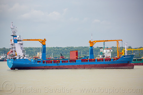 mitra progress iii - general cargo ship, boat, cargo ship, crane, madura strait, merchant ship, moored, mooring, ship cranes, surabaya